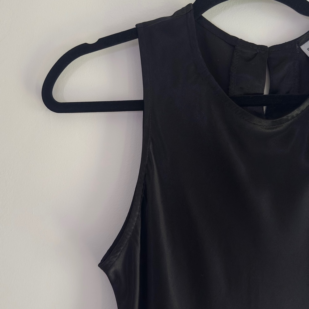 Vintage 90’s Deadstock NWT Black Satin-look Sleeveless Mini Dress - Picture 3 of 6
